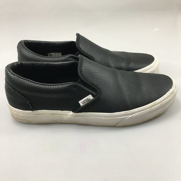 Vans Mens 8.5 Womens 10 Black Perforated Leather Slip-On Gym Shoes Sneakers main image 5